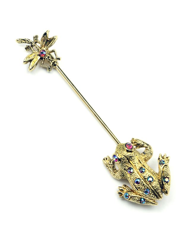 Crystal Frog & Insect Pin